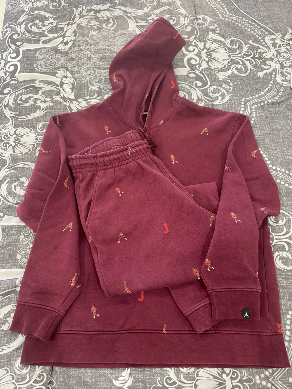 Nike Jordan Brand Essentials Hoodies & Sweatpants All Over MJ Print Size Large